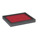 LINDNER - Cofanetto NERA CASSETTA M PLUS CON FINESTRA con interno rosso a 12 caselle quadrate da 66 mm con profondità maggiorata - Nero