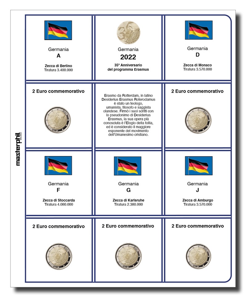 Inserto-2-Euro-commemorativi-Germania-5-Zecche-Erasmus-2022-Master-Phil MASTER PHIL - Inserto 2 € commemorativi Germania 5 Zecche Erasmus 2022 - immagine 1