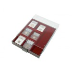 LINDNER - BOX PER COLLEZIONISTI FUMÉ a 3 scomparti rettangolari da 65x280 mm con 10 divisori mobili - Bordeaux - immagine 2