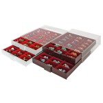 LINDNER - BOX PER COLLEZIONISTI FUMÉ a 3 scomparti rettangolari da 65x280 mm con 10 divisori mobili - Bordeaux - immagine 6