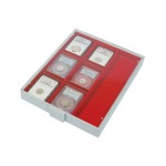 LINDNER - BOX PER COLLEZIONISTI STANDARD a 3 scomparti rettangolari da 65x280 mm con 10 divisori mobili - Rosso