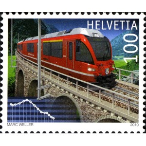 2010 100° delle Ferrovie dell Albula e del Bernina 1 v. E.P. di Svizzera con Italia Svizzera