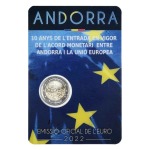 2022 2 Euro 10° dell accordo monetario tra Andorra e Unione Europea FDC in blister Andorra blister 1