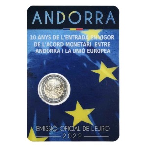 2022 2 Euro 10° dell accordo monetario tra Andorra e Unione Europea FDC in blister Andorra blister 1