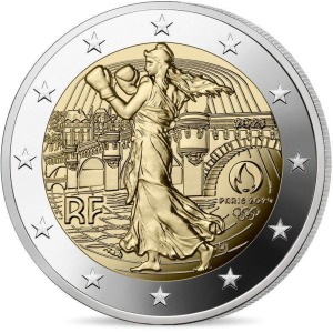 2023 2 Euro Olimpiadi di Parigi 2024 FDC in coin card Francia