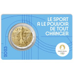 2023 2 Euro Olimpiadi di Parigi 2024 FDC in coin card azzurra pastello Francia fronte