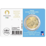 2023 2 Euro Olimpiadi di Parigi 2024 FDC in coin card azzurra pastello Francia retro