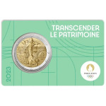 2023 2 Euro Olimpiadi di Parigi 2024 FDC in coin card verde acqua Francia fronte