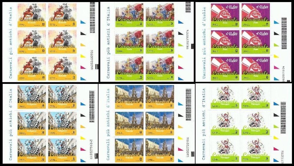 2023 I Carnevali piu antichi d Italia 6 blocchi da 6 v. con bandella I Carnevali piu antichi d Italia da minifogli da 10 Italia 2023 I Carnevali piu antichi d Italia 6 blocchi da 6 v. con bandella I Carnevali piu antichi d Italia da minifogli da 10 Italia