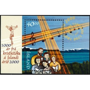 2000 Millenario del Cristianesimo in Islanda 1 BF E.P. di Islanda con Vaticano Islanda