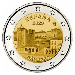 2023 2 Euro Centro storico di Caceres Spagna
