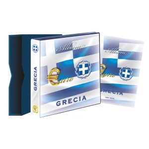 Cartella a 4 anelli ALBUM EURO MONEY GRECIA con custodia vuota Abafil