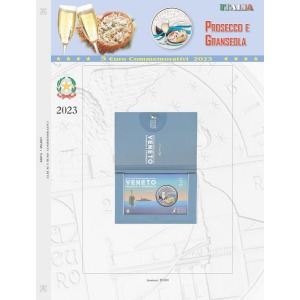 Foglio 5 Euro Italia 2023 Prosecco e Granseola in folder Abafil