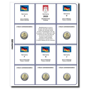 Inserto 2 Euro commemorativi Germania 5 Zecche Amburgo 2023 Master Phil