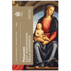 2023 2 Euro 500° della scomparsa di Perugino FDC in folder San Marino 1