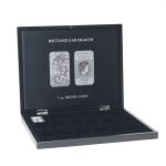 Cofanetto VOLTERRA in legno con 1 ripiano a 18 caselle rettangolari per once Ag. Silver Dragon in capsula Nero Leuchtturm 2