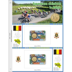 Foglio 2 5 Euro Belgio 2023 Esperienze ciclistiche in coin card doppia versione Abafil