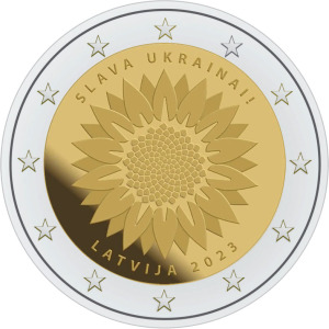 2023 2 Euro Girasole per l Ucraina Lettonia Slava Ukrainai