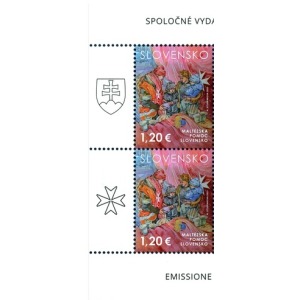 2023 30° delle relazioni diplomatiche tra SMOM e Repubblica Slovacca 1 coppia verticale con 2 appendici laterali E.C. di Slovacchia con S.M.O.M. Slovacchia SMOM 1
