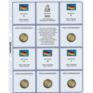 Inserto 2 Euro commemorativi Germania 5 Zecche Carlo Magno 2023 Master Phil