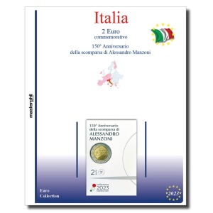 Inserto 2 Euro commemorativo Italia in folder Manzoni 2023 Master Phil