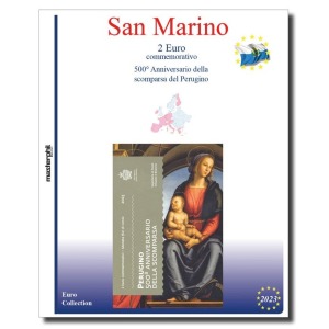 Inserto 2 Euro commemorativo San Marino in folder Perugino 2023 Master Phil