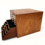 Monetiere in legno con 10 cassetti a scomparti per monete antiche oro orgento 10