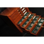 Monetiere in legno con 8 cassetti a scomparti per monete antiche oro orgento 9
