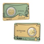 2023 2 Euro Art Nouveau FDC in coin card versione francese Belgio fronte e retro