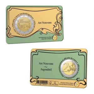 2023 2 Euro Art Nouveau FDC in coin card versione olandese Belgio fronte e retro
