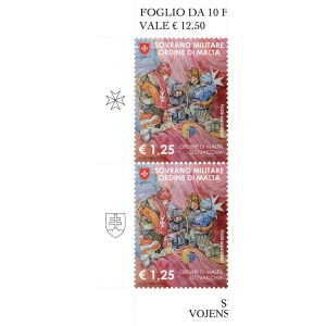 2023 30° delle relazioni diplomatiche tra SMOM e Repubblica Slovacca 1 coppia verticale con 2 appendici laterali E.C. di SMOM con Slovacchia S.M.O.M. SMOM 1