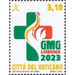 2023 XXXVII Giornata Mondiale della Gioventu a Lisbona nuovo francobollo sostitutivo emesso 1 v. Vaticano