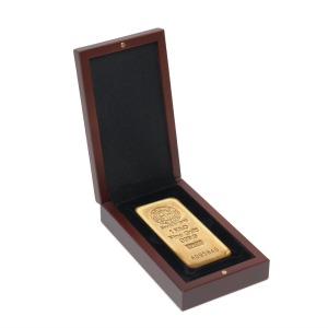 Astuccio VOLTERRA in legno a 1 casella rettangolare per un lingotto da 500 g. o 1.000 g. Leuchtturm 1