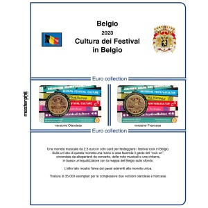 Inserto 2 5 Euro commemorativo Belgio Cultura dei festival in coin card 2023 Master Phil