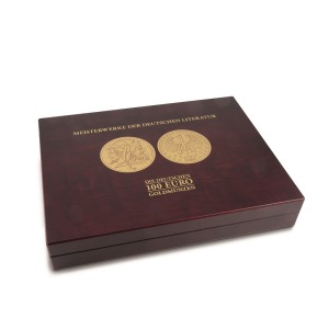 Cofanetto VOLTERRA in legno con 1 ripiano a 8 caselle rotonde per 100 euro in oro Germania Capolavori della letteratura tedesca Mogano Leuchtturm 1