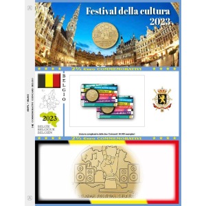 Foglio 2 5 Euro Belgio 2023 Festival della Cultura in coin card singola versione Abafil