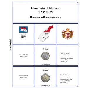 Inserto 1 Euro e 2 Euro ordinari Monaco 2023 Master Phil
