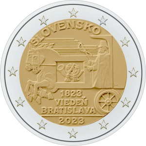 2023 2 Euro 200° dell inizio del regolare corriere espresso a cavallo sulla rotta Vienna Bratislava Slovacchia