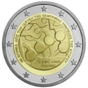 2023 2 Euro 60° della fondazione della Banca Centrale di Cipro Cipro
