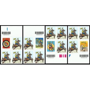 2023 75° della prima uscita in edicola di Tex Willer 4 blocchi di 3 v. con chiudilettera e codice a barre Italia 1