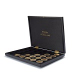 Cofanetto VOLTERRA in legno con 1 ripiano a 30 caselle rotonde per once oro Britannia in capsula Nero Leuchtturm 1