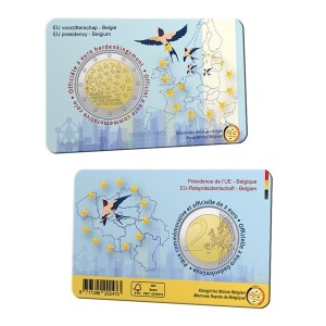 2024 2 Euro Presidenza Unione Europea FDC in coin card versione olandese Belgio fronte e retro