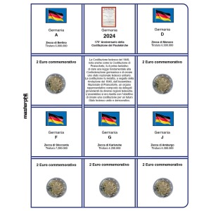 Inserto 2 Euro commemorativi Germania 5 Zecche Costituzione della Paulskirche 2024 Master Phil