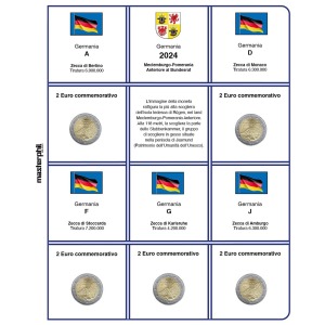 Inserto 2 Euro commemorativi Germania 5 Zecche Mecklenburg Vorpommern 2024 Master Phil
