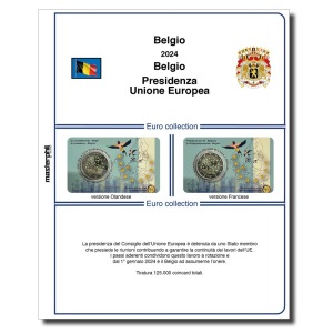 Inserto 2 Euro commemorativo Belgio Presidenza Unione Europea in coin card 2024 Master Phil