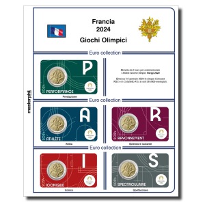 Inserto 2 Euro commemorativo Francia Giochi Olimpici in 5 coin card diverse 2024 Master Phil