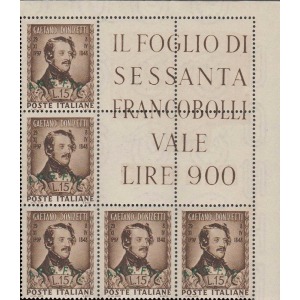 1948 100° della scomparsa di Gaetano Donizetti 1 blocco angolare Trieste A