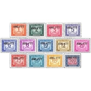 1949 54 Segnatasse Cifra soprastampati su una riga 13 v. Trieste A