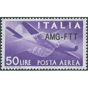 1949 Posta Aerea 50 L. Democratica con soprastampa modificata fil. ruota III tipo soprastampato su una riga 1 v. Trieste A
