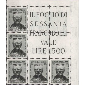 1952 100° della nascita di Antonio Mancini 1 blocco angolare Trieste A